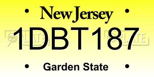 1DBT187 New Jersey License Plate