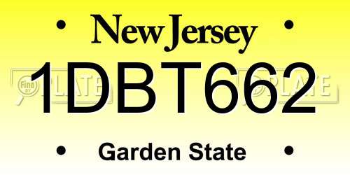 1DBT662 New Jersey License Plate