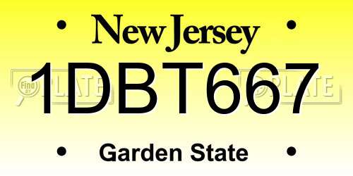 1DBT667 New Jersey License Plate