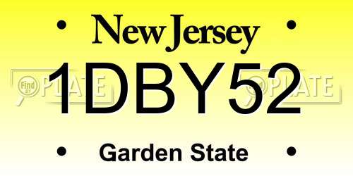 1DBY52 New Jersey License Plate