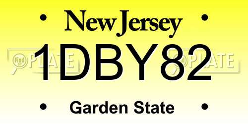 1DBY82 New Jersey License Plate