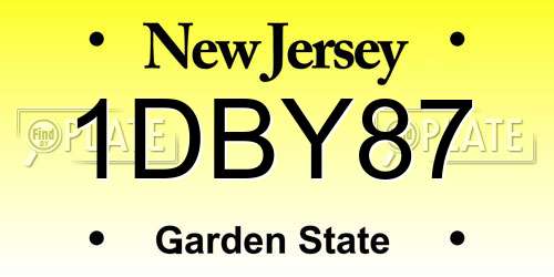 1DBY87 New Jersey License Plate