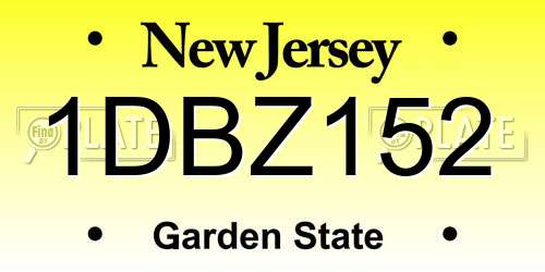 1DBZ152 New Jersey License Plate