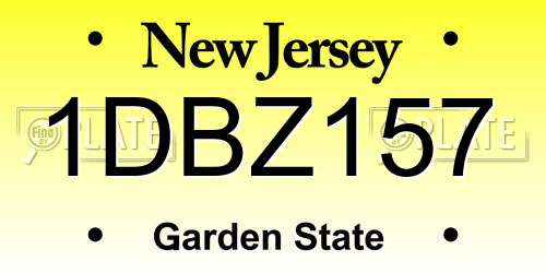 1DBZ157 New Jersey License Plate