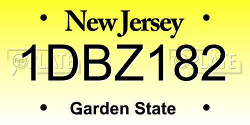 1DBZ182 New Jersey License Plate