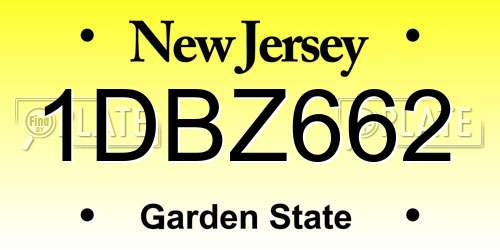 1DBZ662 New Jersey License Plate