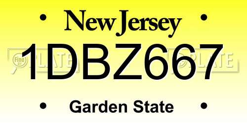 1DBZ667 New Jersey License Plate