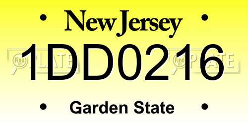 1DD0216 New Jersey License Plate