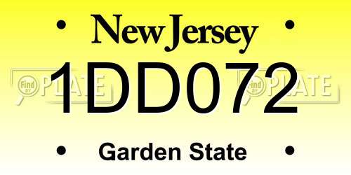 1DD072 New Jersey License Plate