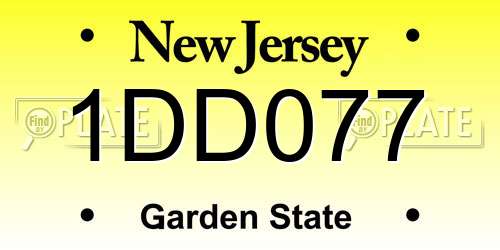 1DD077 New Jersey License Plate