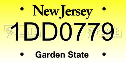 1DD0779 New Jersey License Plate