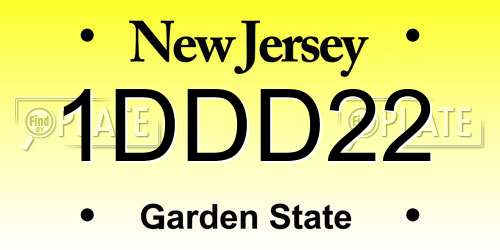 1DDD22 New Jersey License Plate