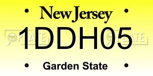 1DDH05 New Jersey License Plate