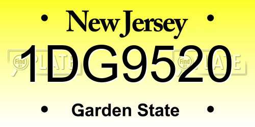 1DG9520 New Jersey License Plate