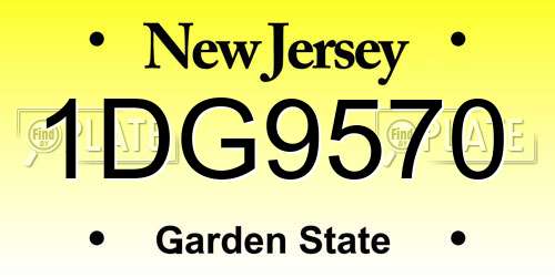 1DG9570 New Jersey License Plate