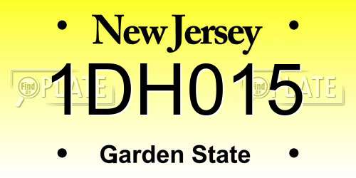 1DH015 New Jersey License Plate