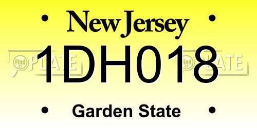 1DH018 New Jersey License Plate