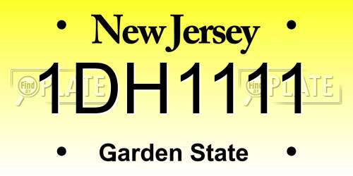 1DH1111 New Jersey License Plate