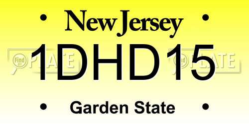 1DHD15 New Jersey License Plate