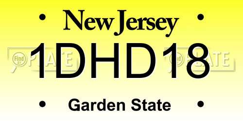 1DHD18 New Jersey License Plate