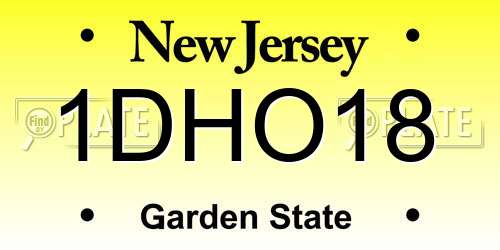 1DHO18 New Jersey License Plate