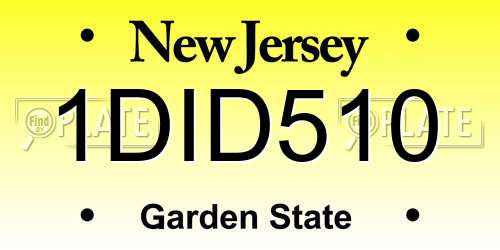 1DID510 New Jersey License Plate