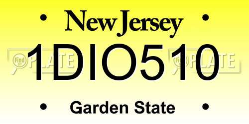 1DIO510 New Jersey License Plate
