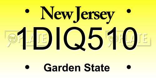 1DIQ510 New Jersey License Plate