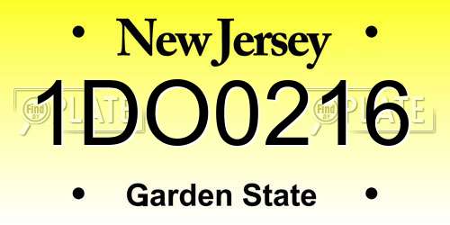 1DO0216 New Jersey License Plate