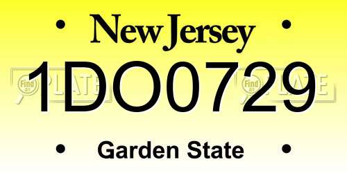 1DO0729 New Jersey License Plate