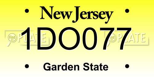 1DO077 New Jersey License Plate