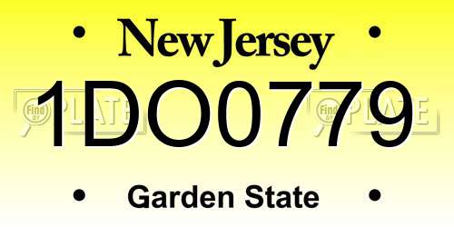 1DO0779 New Jersey License Plate