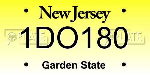 1DO180 New Jersey License Plate