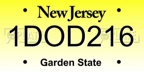 1DOD216 New Jersey License Plate