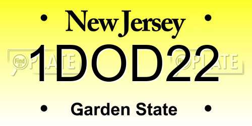 1DOD22 New Jersey License Plate