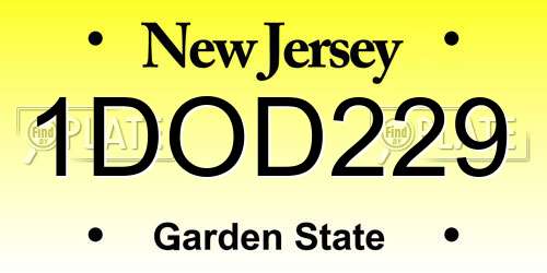 1DOD229 New Jersey License Plate