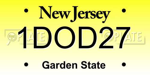 1DOD27 New Jersey License Plate