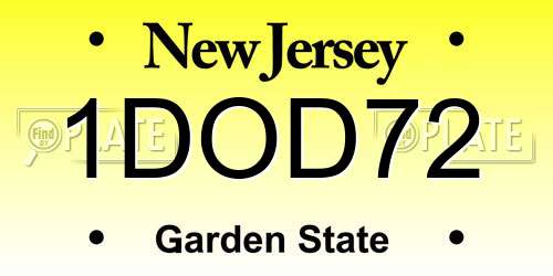 1DOD72 New Jersey License Plate