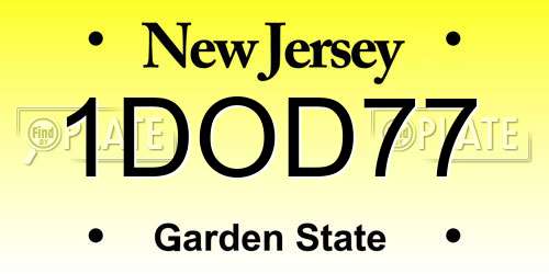 1DOD77 New Jersey License Plate