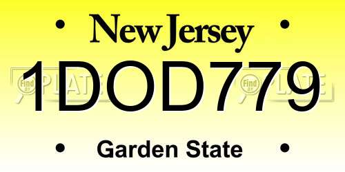 1DOD779 New Jersey License Plate
