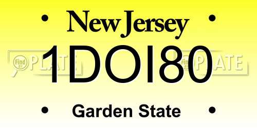 1DOI80 New Jersey License Plate