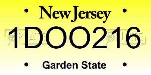 1DOO216 New Jersey License Plate