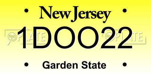 1DOO22 New Jersey License Plate