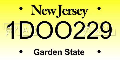 1DOO229 New Jersey License Plate