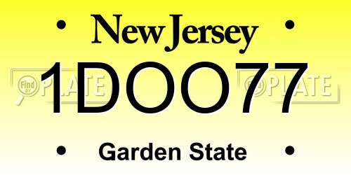 1DOO77 New Jersey License Plate