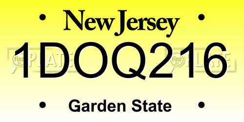 1DOQ216 New Jersey License Plate