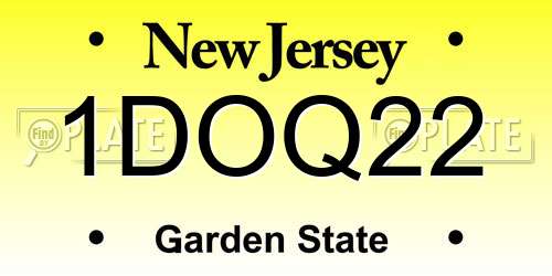 1DOQ22 New Jersey License Plate