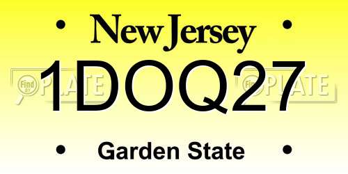1DOQ27 New Jersey License Plate