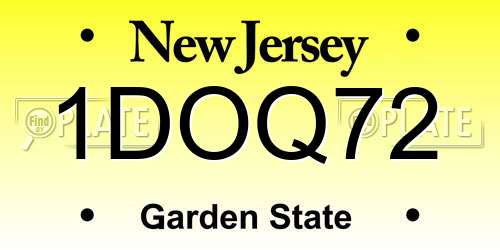 1DOQ72 New Jersey License Plate