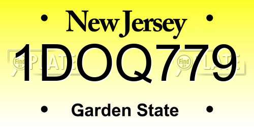 1DOQ779 New Jersey License Plate